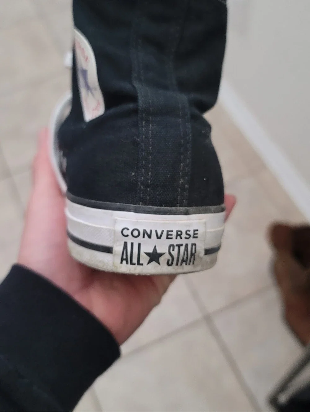 Classic Black Canvas High-Top Sneaker with White Toe - Picture 9 of 9